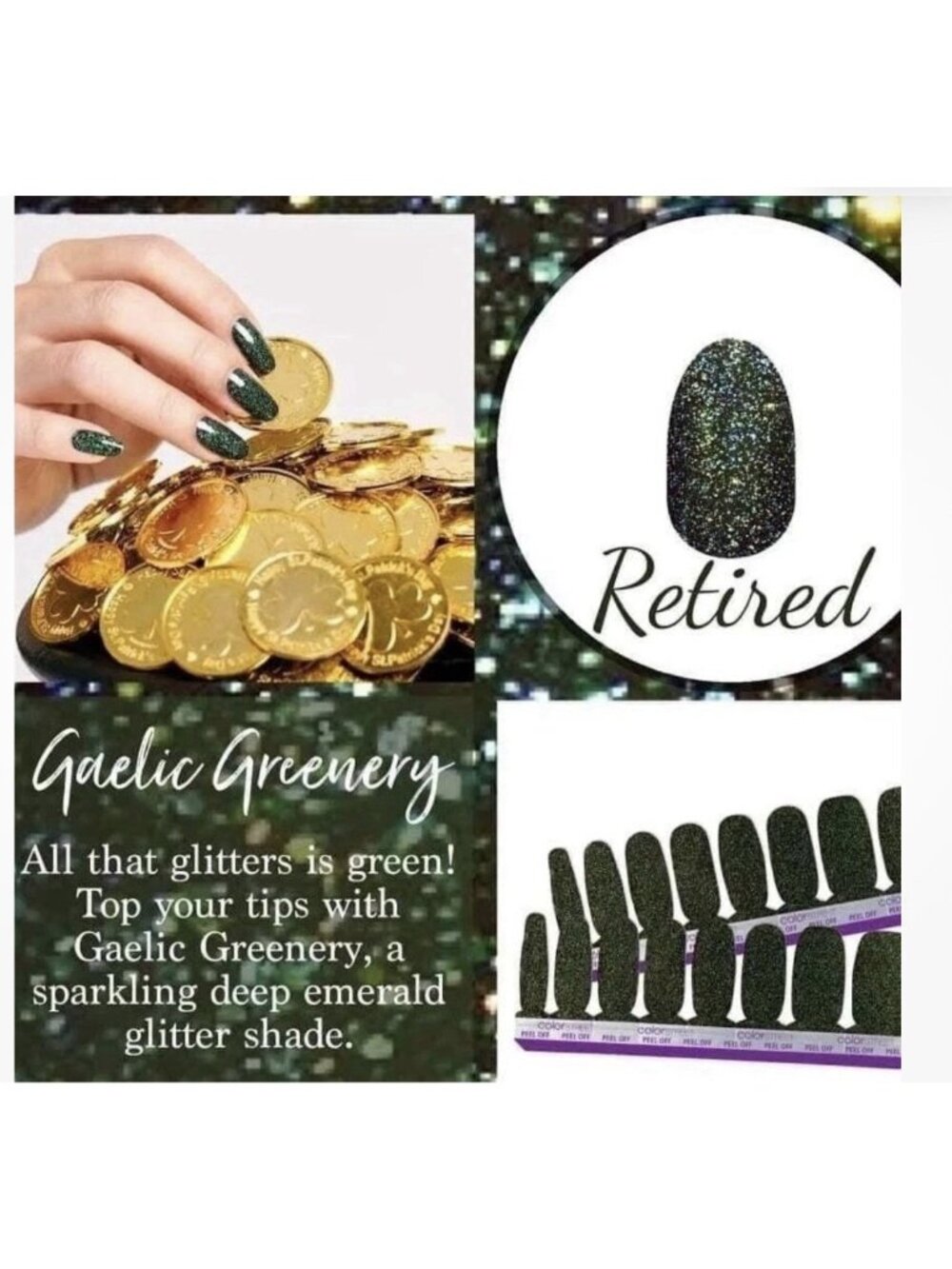Color Street 100% Real Nail Polish Strips, Retired Gaelic Greenery, 2 Packs New